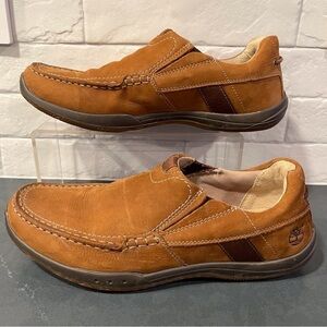Timberland sz 8 chestnut leather slip on loafers